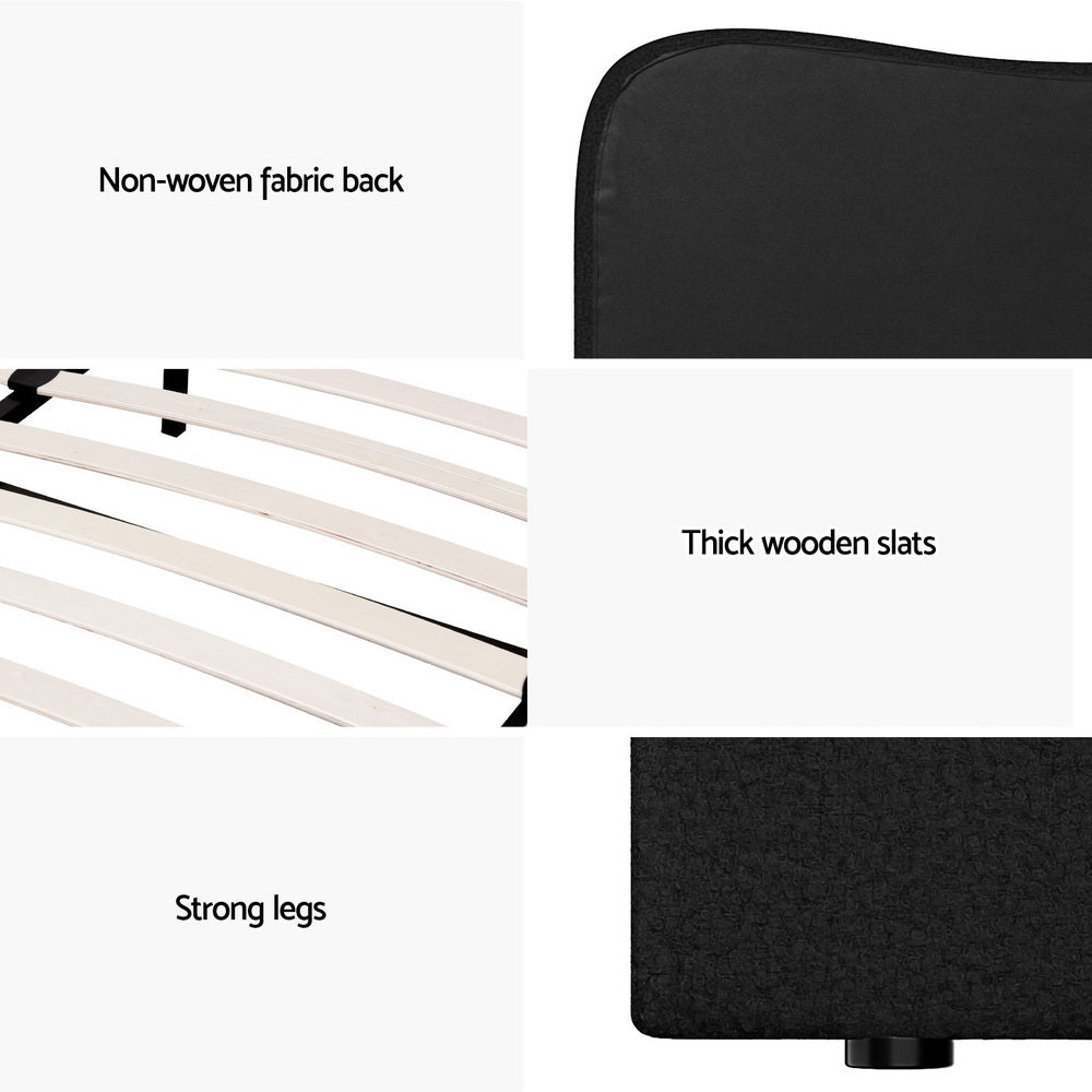 Dara Bed Frame Double Size Boucle - Black