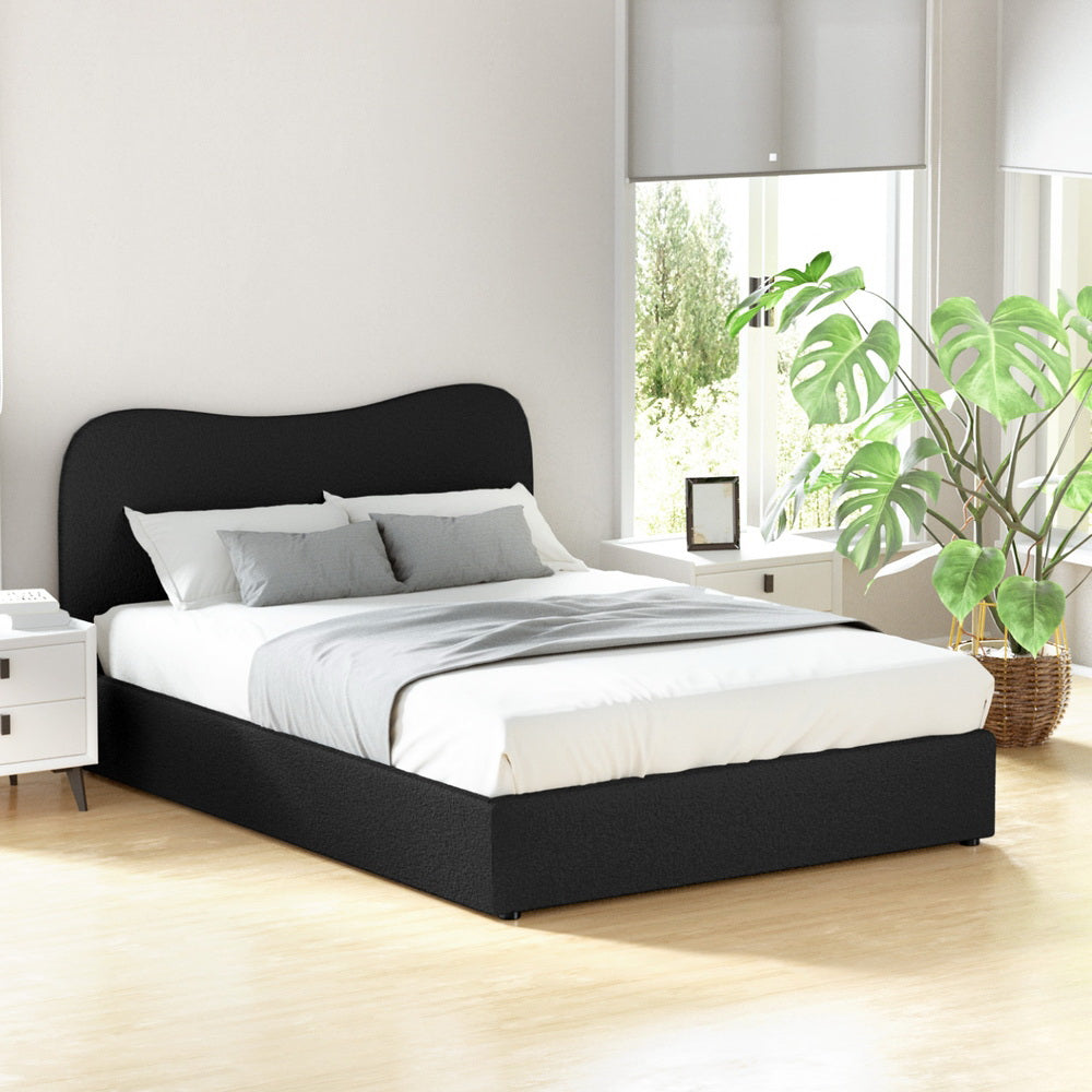 Dara Bed Frame Double Size Boucle - Black