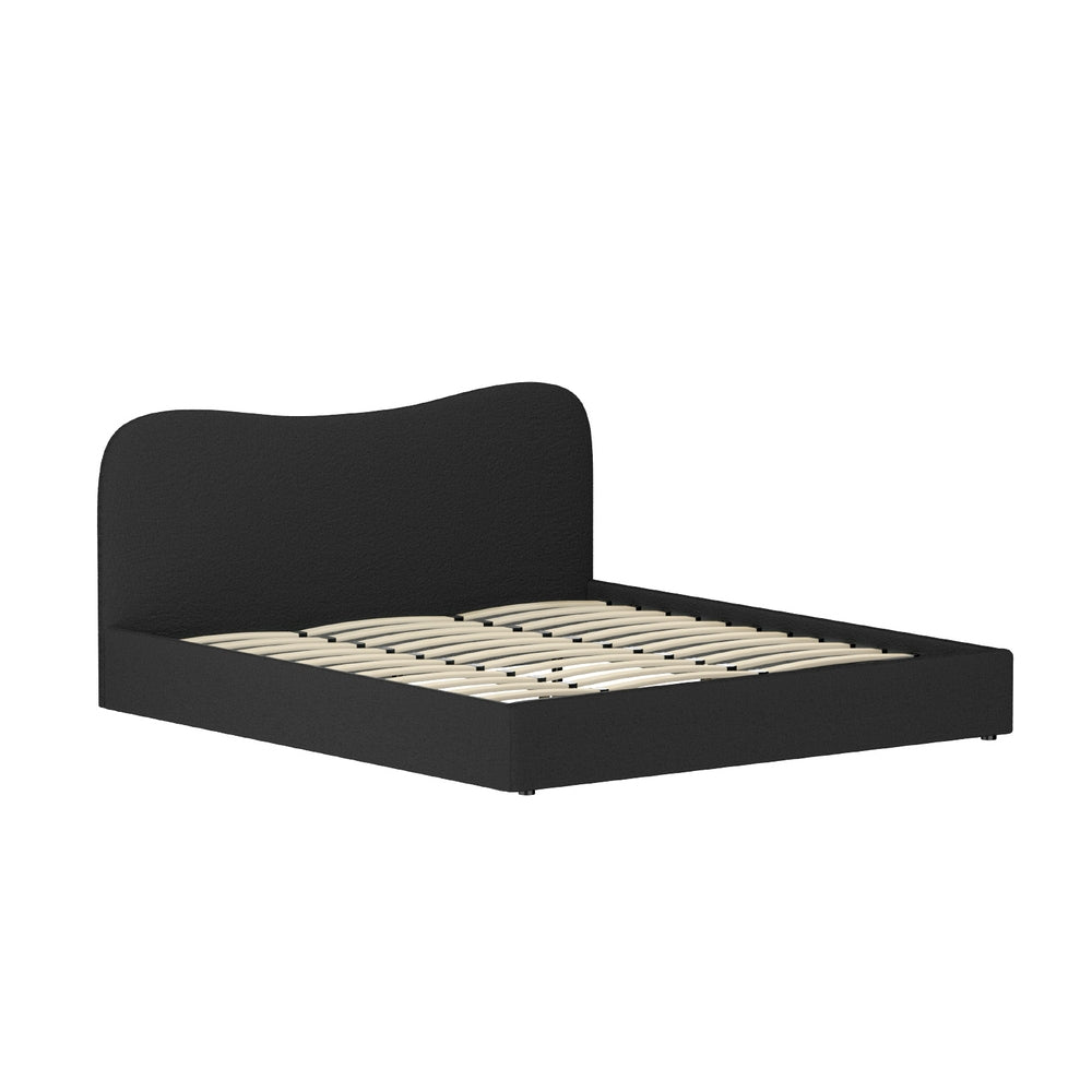 Data Bed Frame King Size Boucle - Black