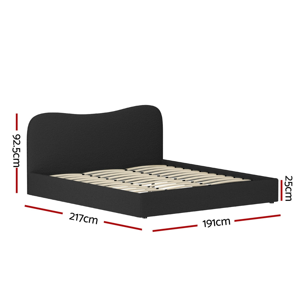 Data Bed Frame King Size Boucle - Black