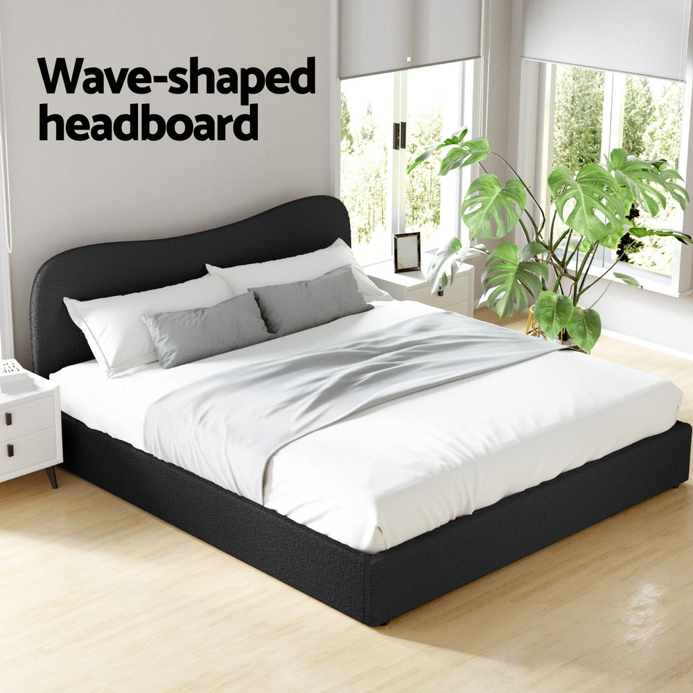 Data Bed Frame King Size Boucle - Black