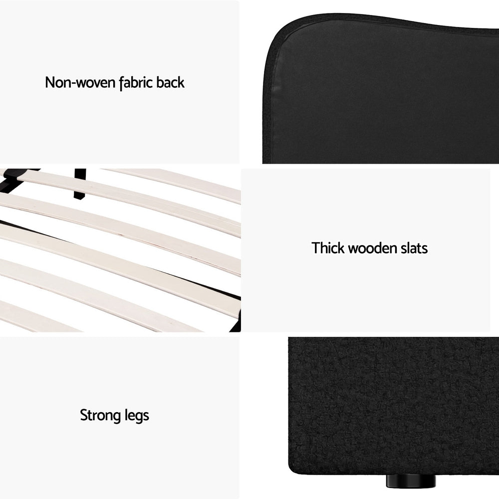 Data Bed Frame King Size Boucle - Black