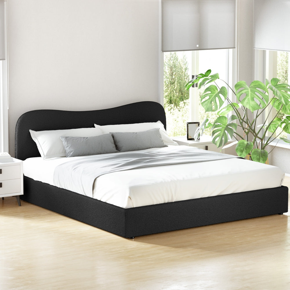 Data Bed Frame King Size Boucle - Black