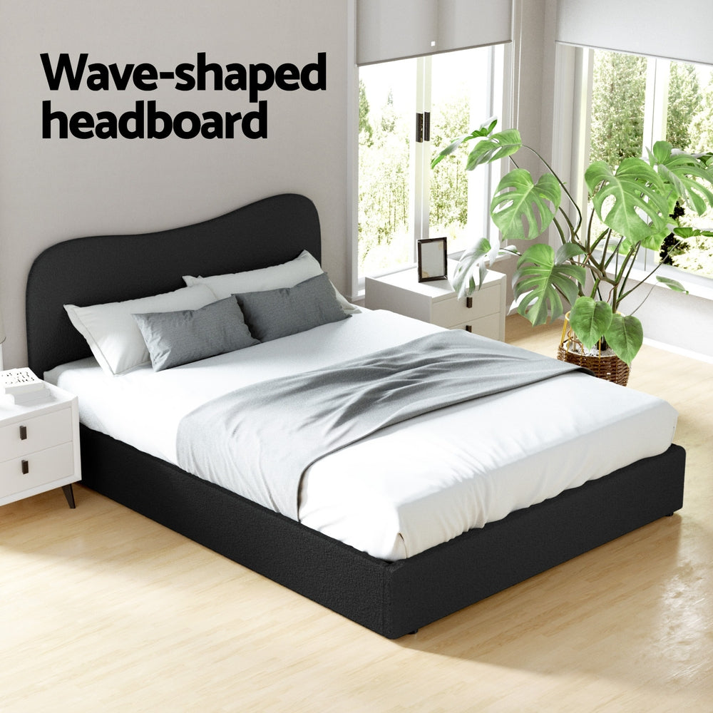 Dara Bed Frame Queen Size Boucle - Black