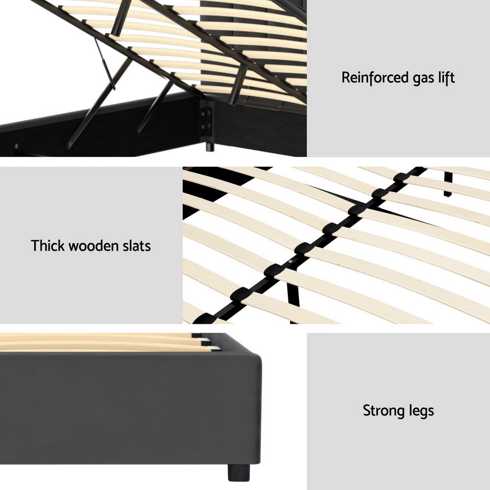 Fion Bed Frame Double Size Velvet - Grey