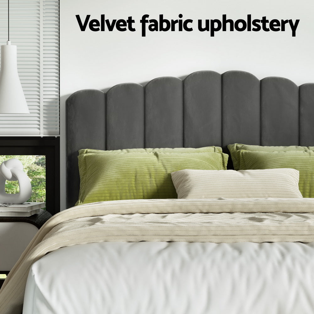 Fion Bed Frame King Size Velvet -  Grey