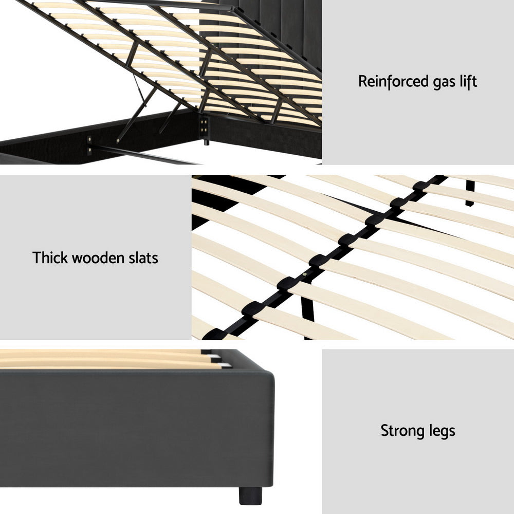 Fion Bed Frame King Size Velvet -  Grey