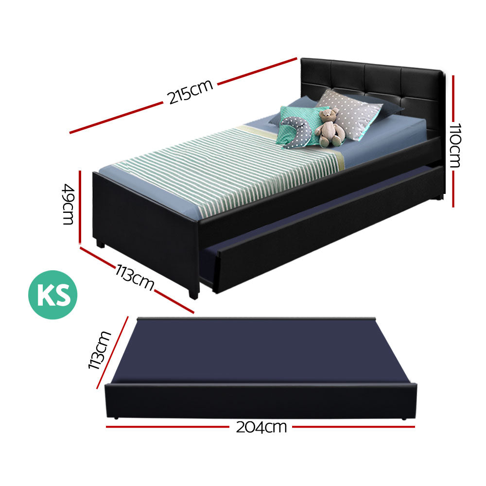 Fripp Bed Frame King Single Size Trundle Daybed Black