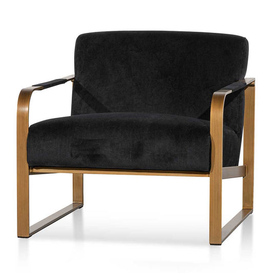 Isla Black Velvet Armchair - Antique Golden Frame