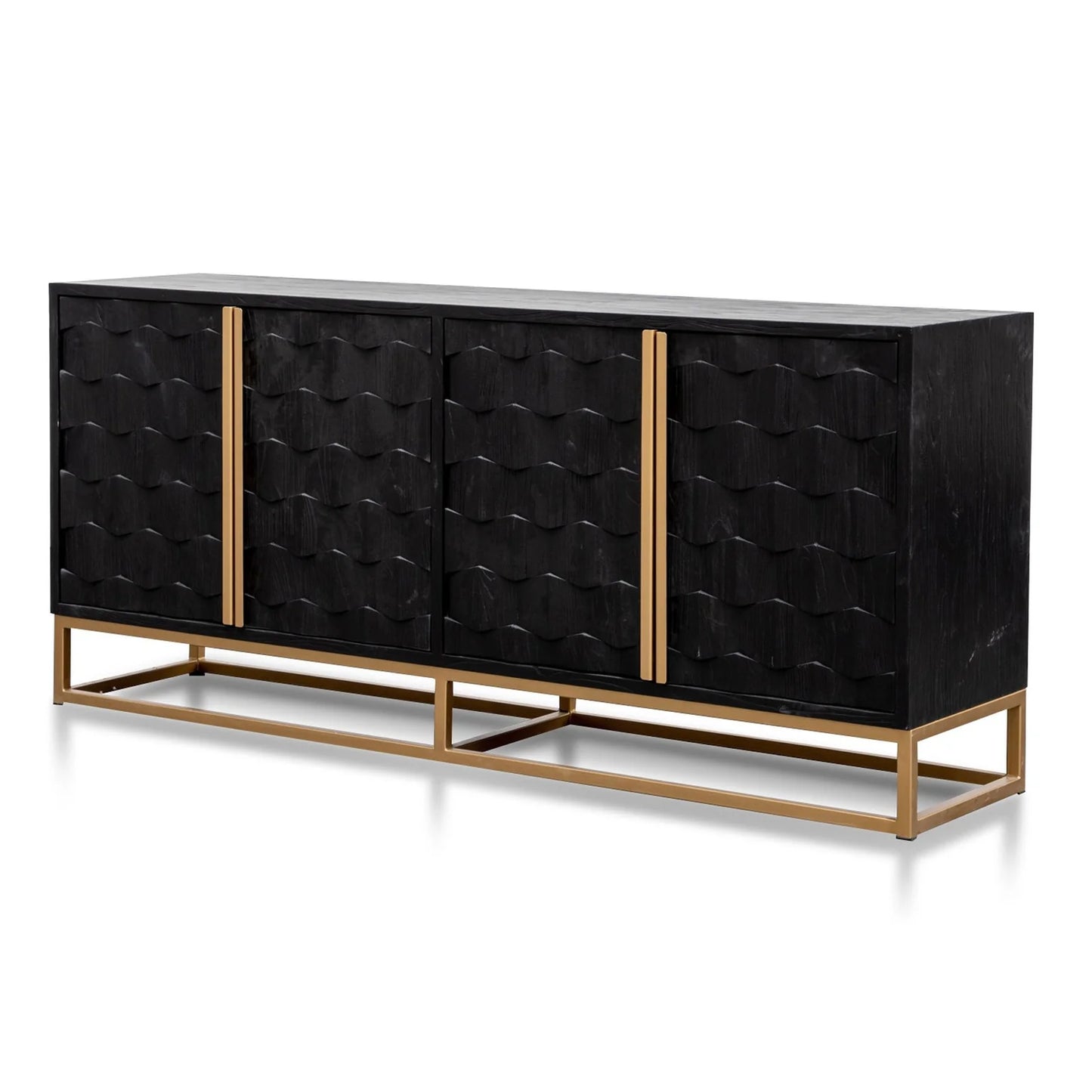 Mildred Sideboard - Black Wood with Gold Handle