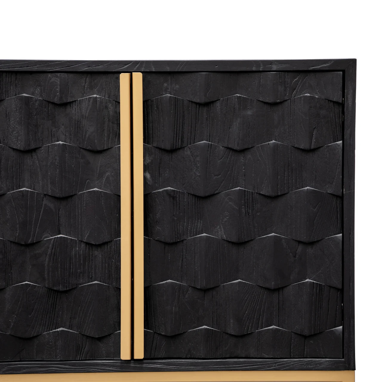 Mildred Sideboard - Black Wood with Gold Handle
