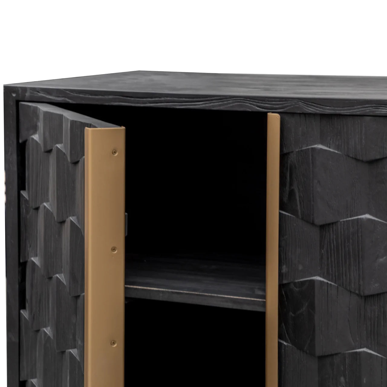 Mildred Sideboard - Black Wood with Gold Handle