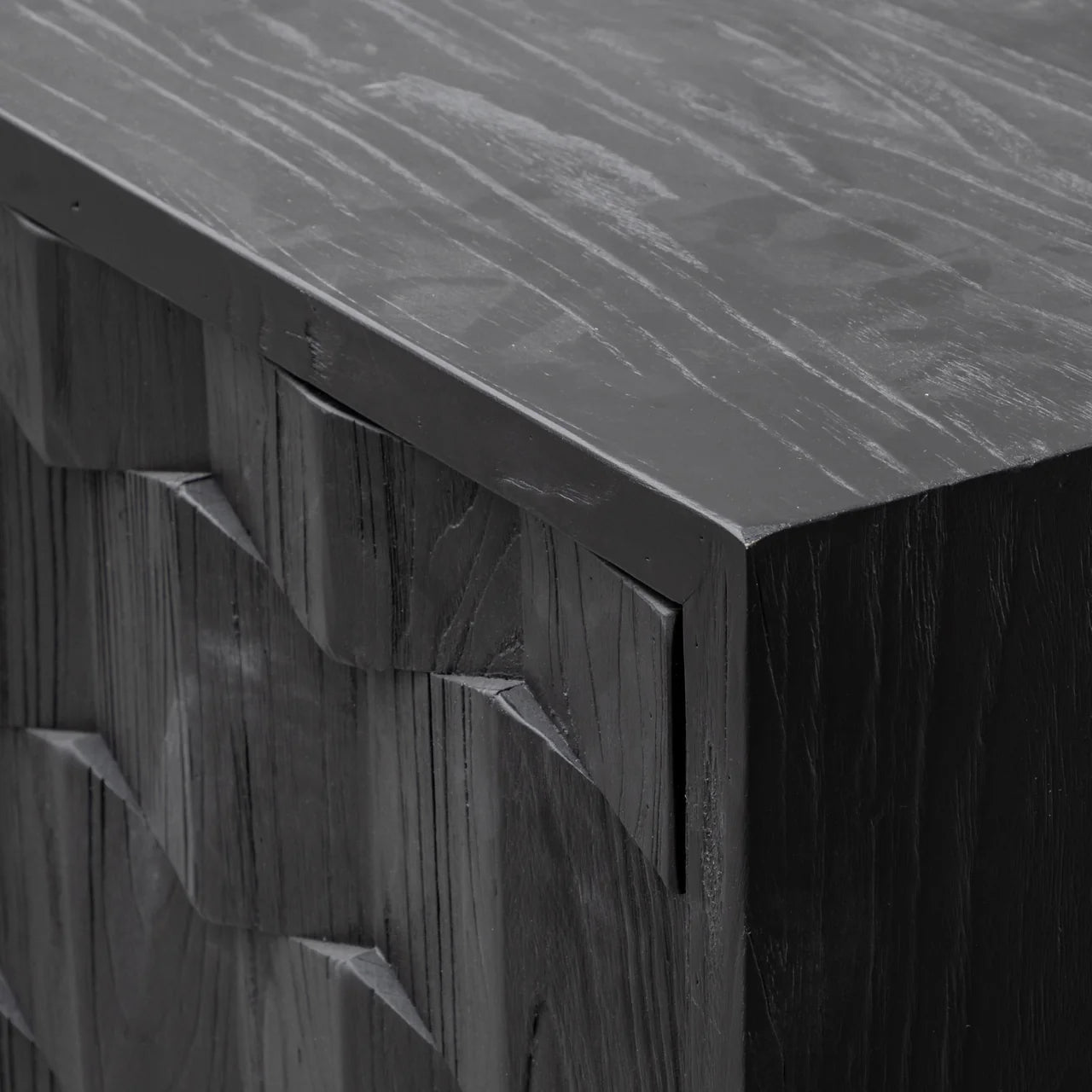 Mildred Sideboard - Black Wood with Gold Handle