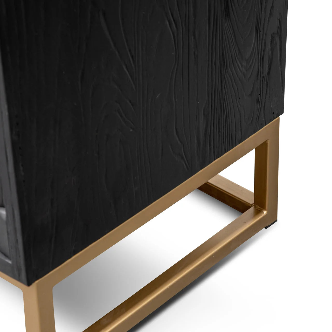 Mildred Sideboard - Black Wood with Gold Handle