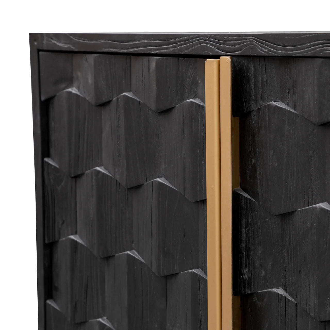 Mildred Sideboard - Black Wood with Gold Handle