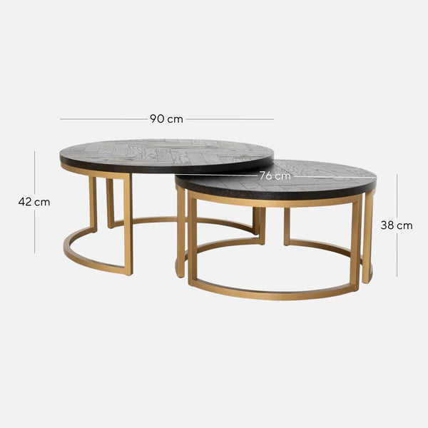 Wilma Nested Coffee Table - Peppercorn and Brass
