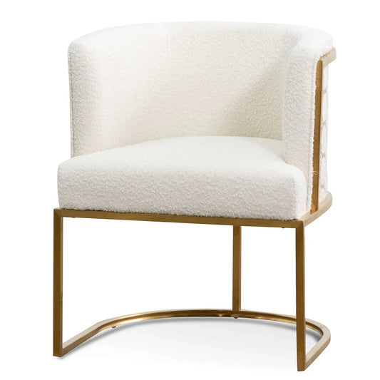 Daisy White Boucle Lounge Chair - Brushed Gold