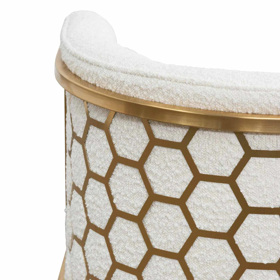 Daisy White Boucle Lounge Chair - Brushed Gold