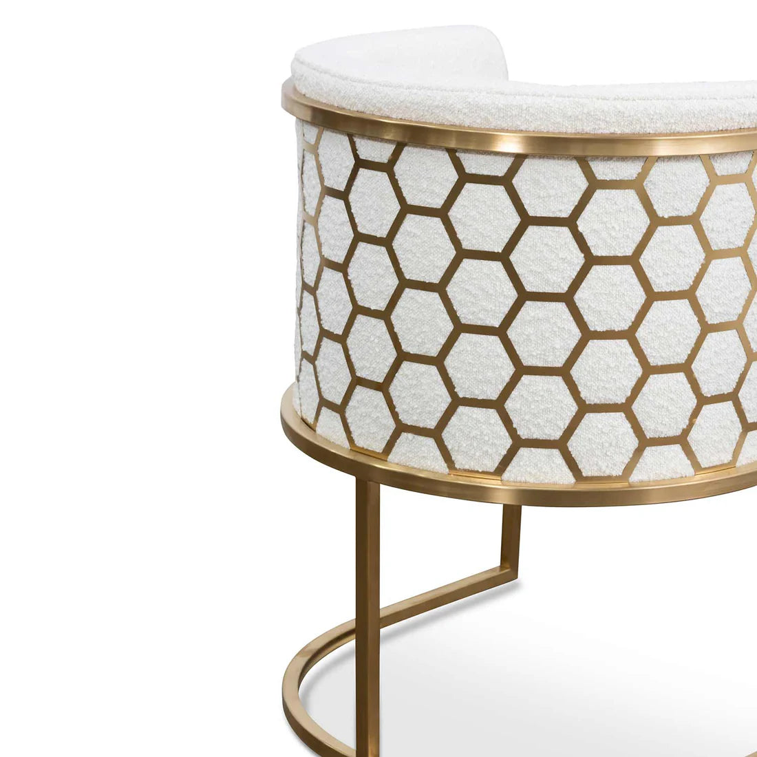 Daisy White Boucle Lounge Chair - Brushed Gold