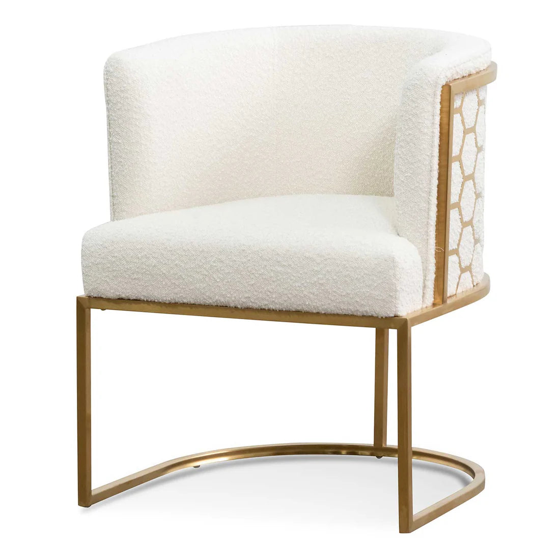 Daisy White Boucle Lounge Chair - Brushed Gold