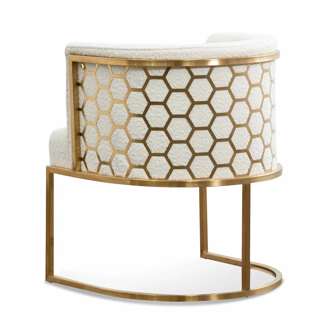 Daisy White Boucle Lounge Chair - Brushed Gold