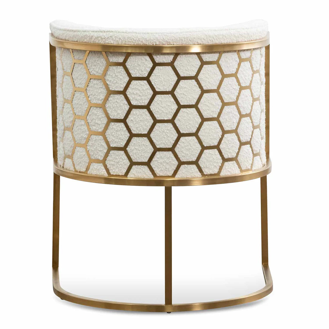 Daisy White Boucle Lounge Chair - Brushed Gold