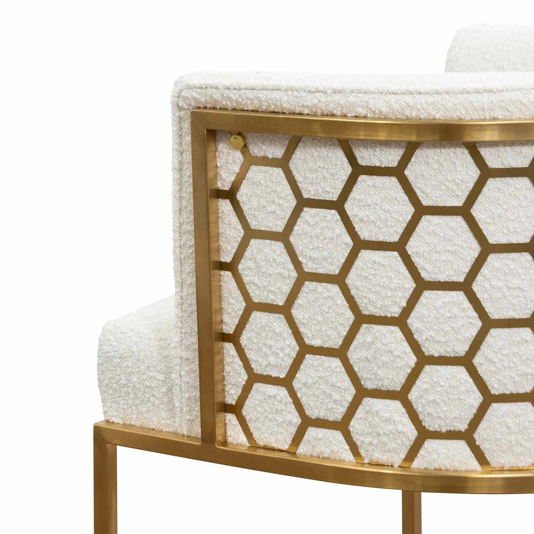 Daisy White Boucle Lounge Chair - Brushed Gold