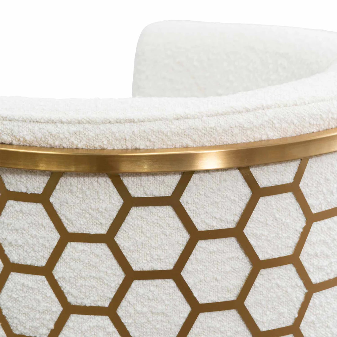 Daisy White Boucle Lounge Chair - Brushed Gold