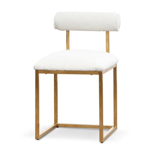 Daisy White Boucle Occasional Chair - Brushed Gold Base