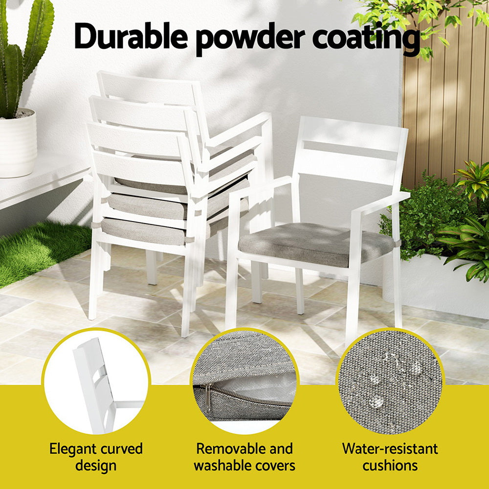 Caspian 7 Piece White Outdoor Dining Set