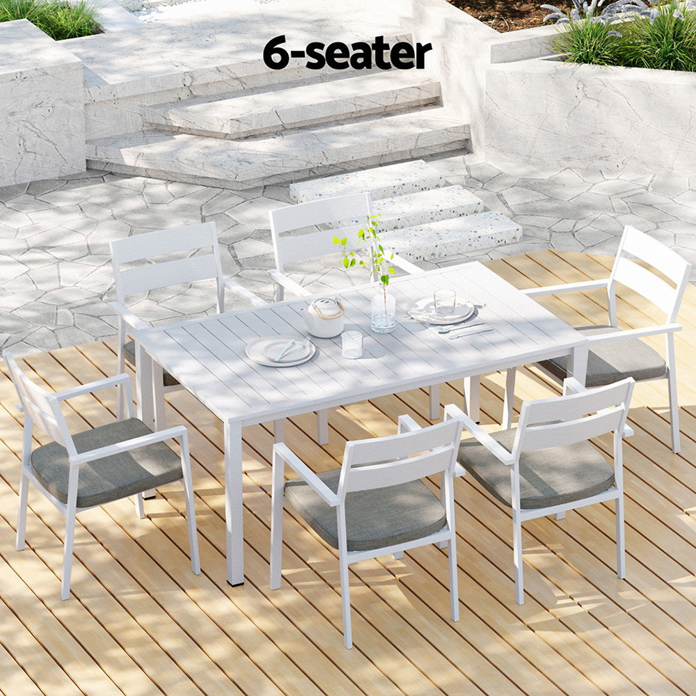 Caspian 7 Piece White Outdoor Dining Set