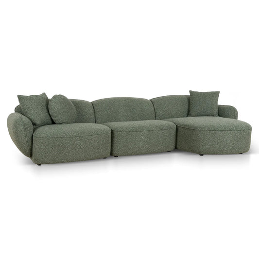 Clara 3 Seater Right Chaise Sofa - Amazon Green