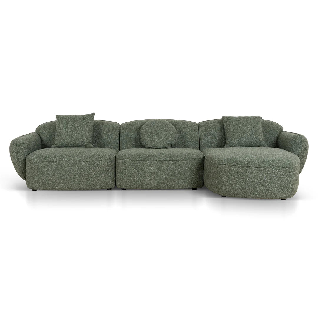 3 Seater Right Chaise Sofa - Amazon Green