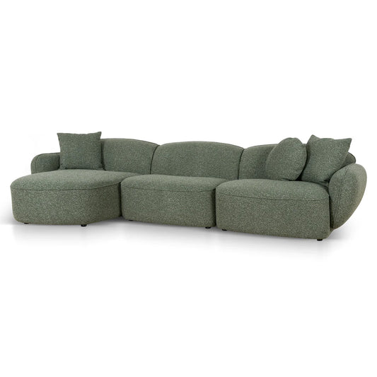 Clara 3 Seater Left  Chaise Sofa - Amazon Green
