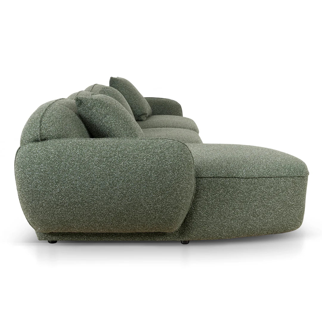 Clara 3 Seater Left  Chaise Sofa - Amazon Green
