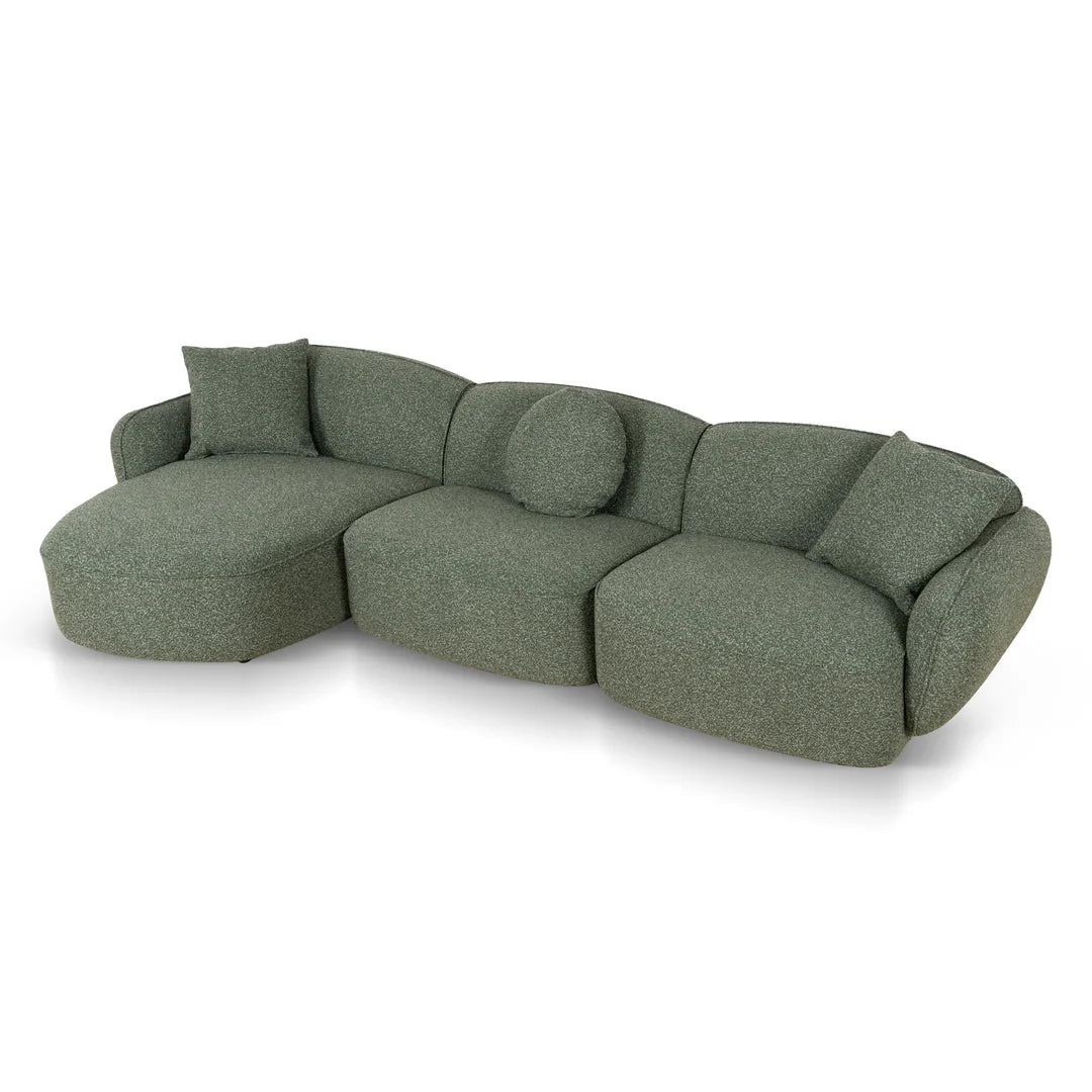 Clara 3 Seater Left  Chaise Sofa - Amazon Green