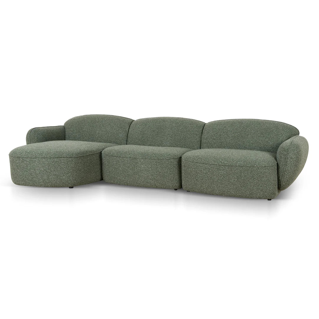Clara 3 Seater Left  Chaise Sofa - Amazon Green