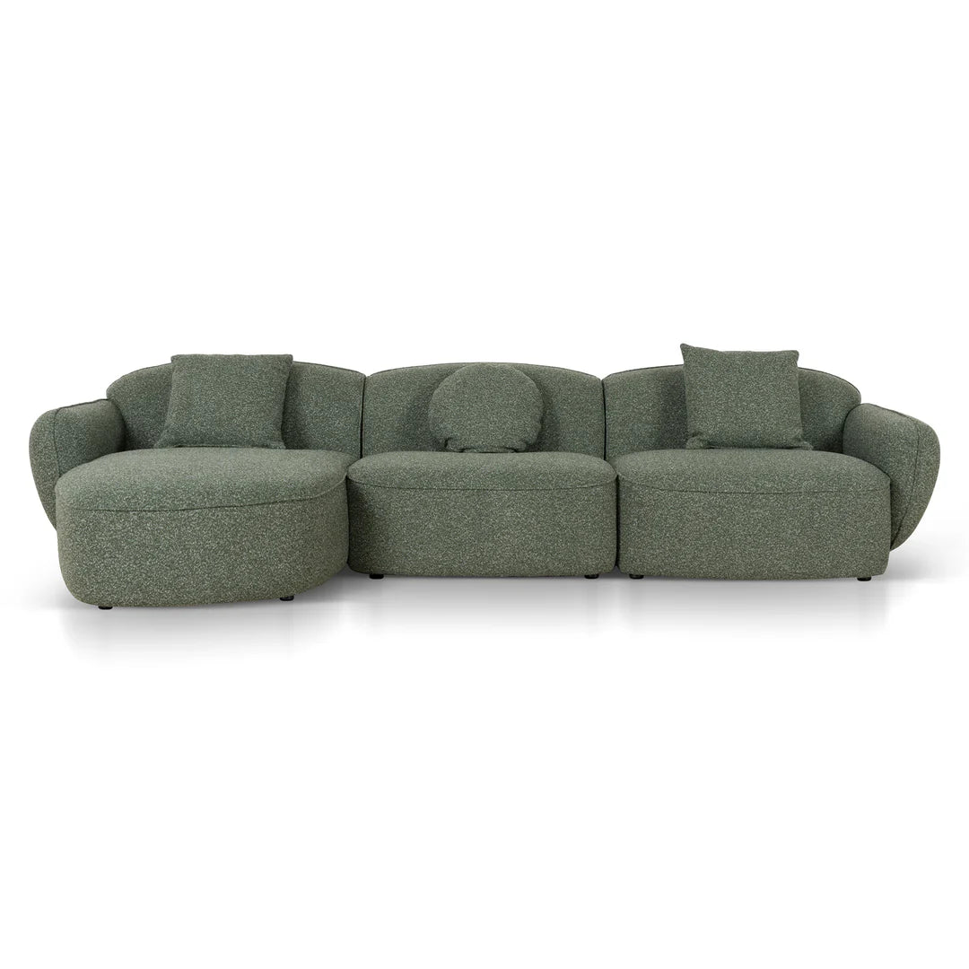 3 Seater Left  Chaise Sofa - Amazon Green