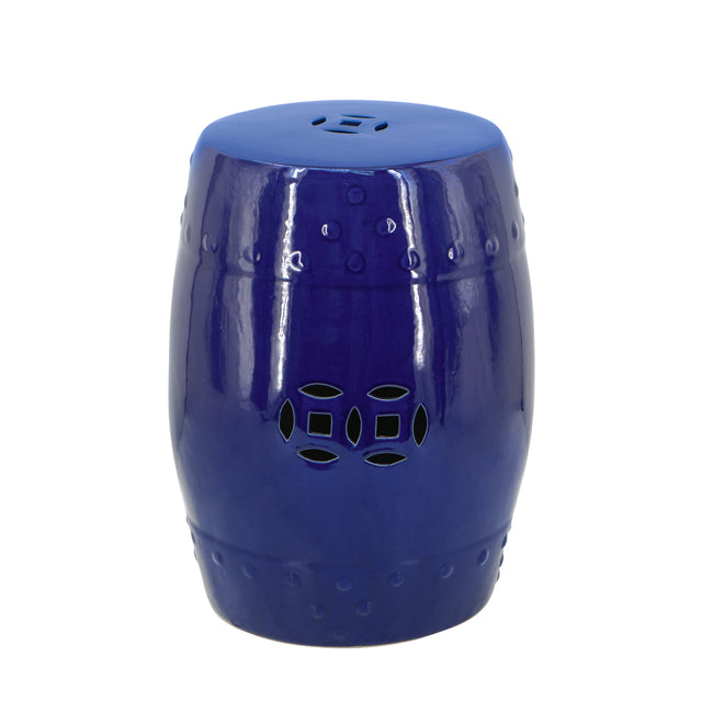 Cobalt Blue Ceramic Cut Out Stool