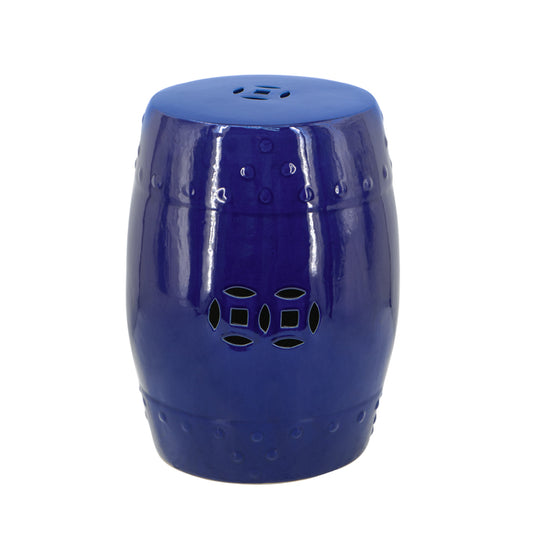 Cobalt Blue Ceramic Cut Out Stool