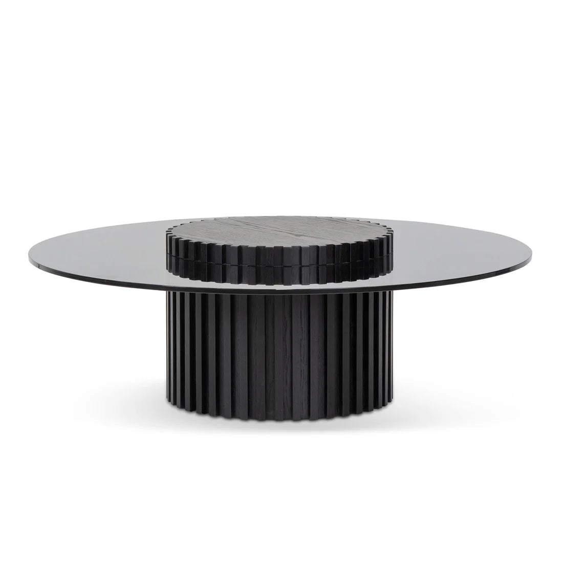 Conifer Round Glass Coffee Table - Black