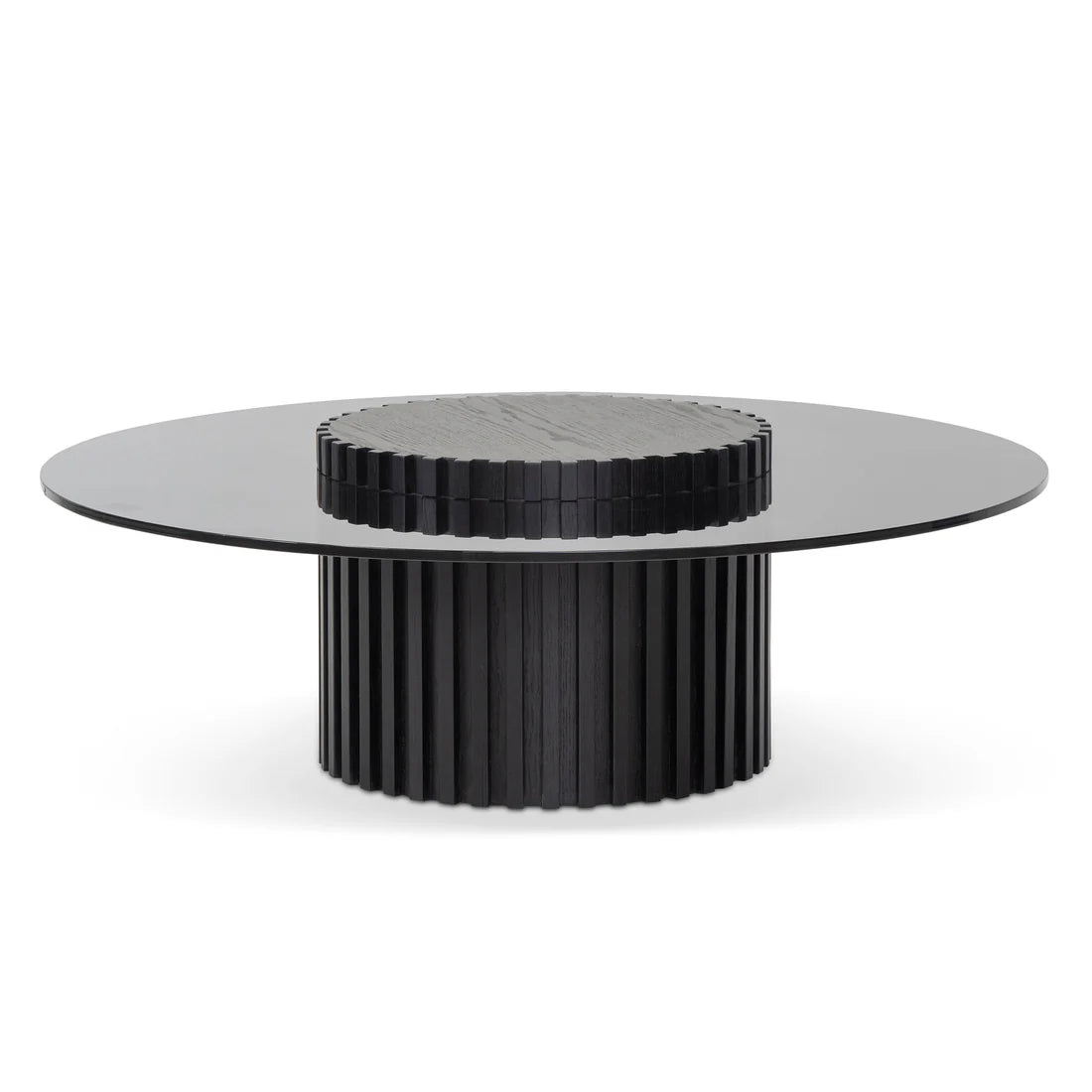 Conifer Round Glass Coffee Table - Black