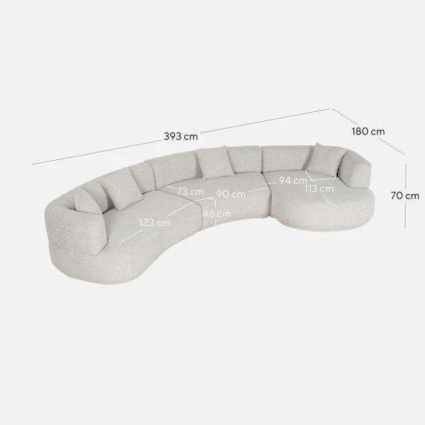 Coralie Modular Right Chaise Sofa - Coral Natural Linen