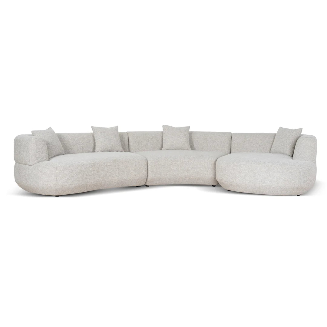 Natural Linen Modular Right Chaise Sofa 