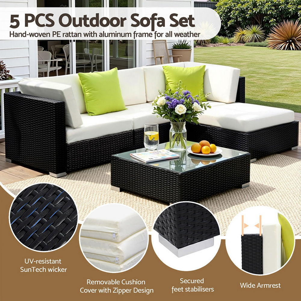 Cyrus 5PC Outdoor Lounge Set with Storage Cover