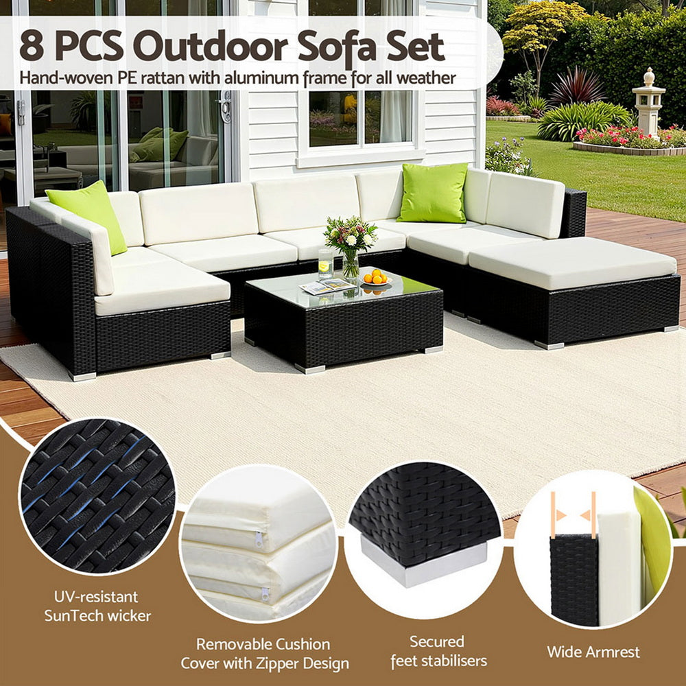 Cyrus 8PC Outdoor Lounge Set with Storage Cover