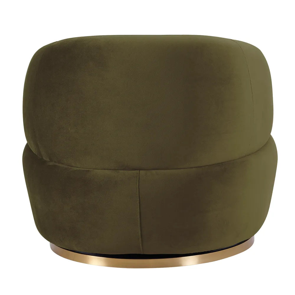 Tubby Swivel Arm Chair - Olive Velvet