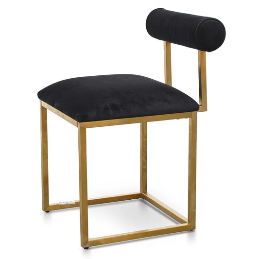 Daisy Black Velvet Occasional Chair - Brushed Gold Base