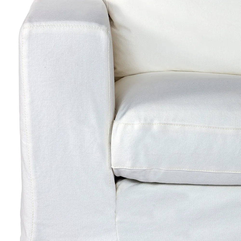 Bungalow 3 Seater Slip Cover Sofa -  White Cotton