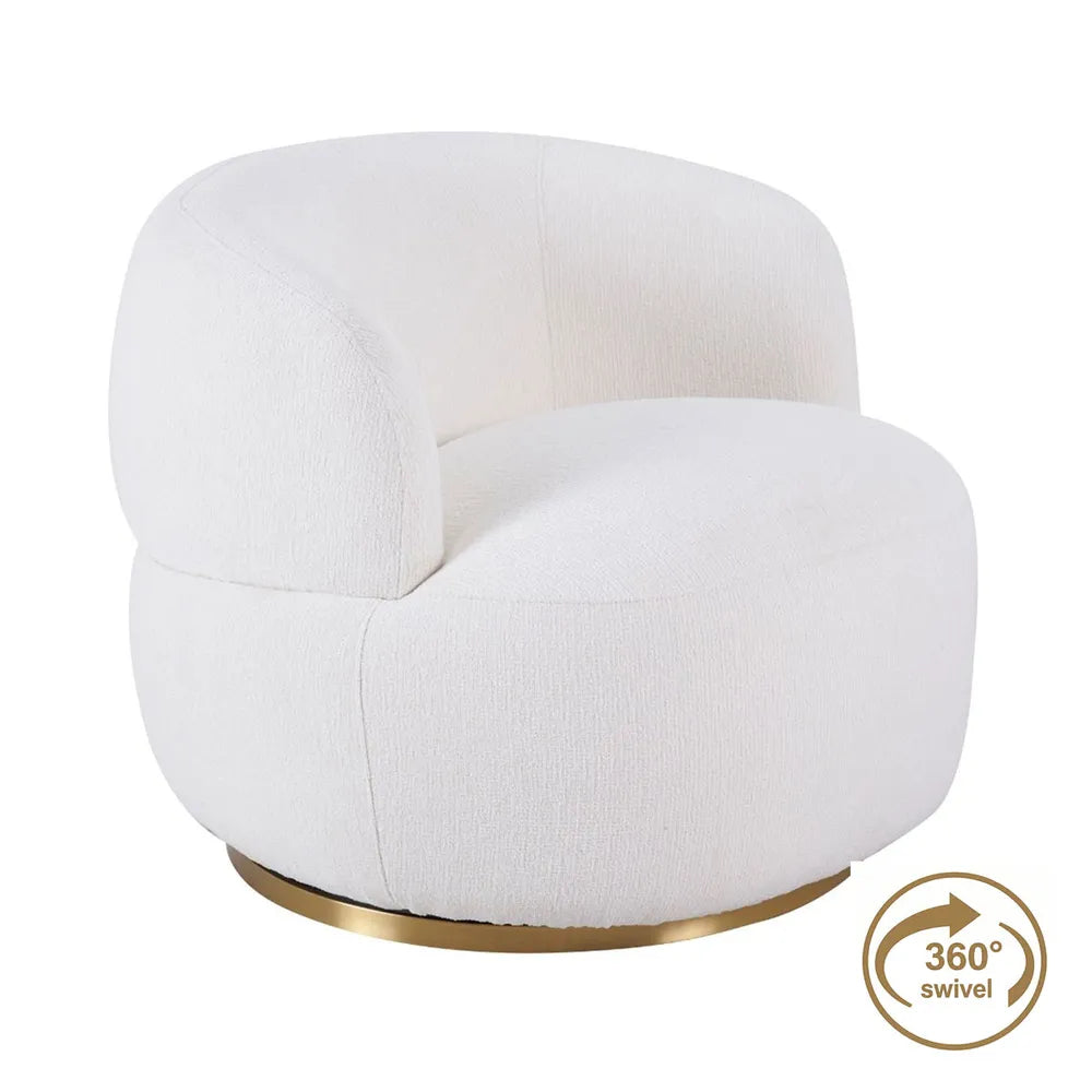 Tubby Swivel Arm Chair - Ecru